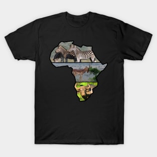African Wildlife Continent Collage T-Shirt
